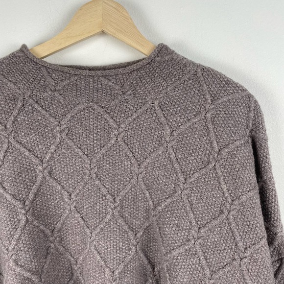 Old Navy Brown Cable Knit Diamond Stitch Chunky Sweater 4X Minimalist - Picture 2 of 6